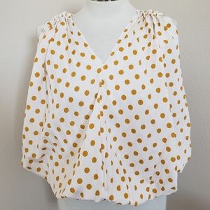 Polka Dot Pleated Sleeveless Top